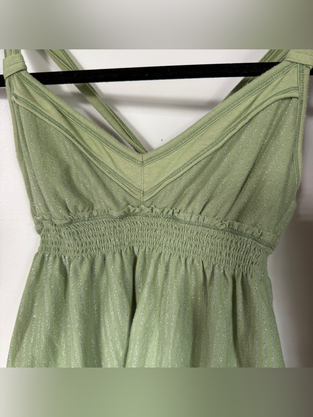 Hollister Y2K Sage Green Shimmer Tie Back Babydoll Tank XS - Picture 6 of 11